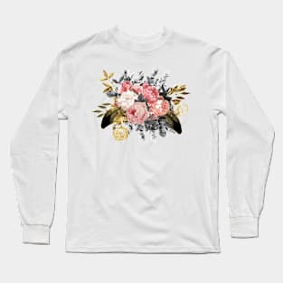 Romantic vintage roses and geometric design Long Sleeve T-Shirt